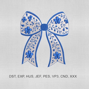 4 Size Chinoiserie Bow Embroidery Design, Bow Embroidery Design, Coquette Embroidery Design, Emb file for Girl, Embroidery Machines File