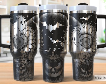 Halloween Tumbler Laser Svg, Pumpkin 40oz Tumbler Full Wrap Laser Svg, Grawerowany laserowo Svg, Plik Tumbler Laser, Laser Svg dla Tumblera