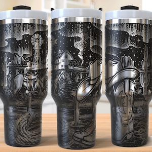 Western Cowgirl 40oz Tumbler Laser Engraving Wrap, Western Tumbler Wrap Svg, Laser Engraved Svg,Laser Engraving Svg,SVG For Laser Rotary
