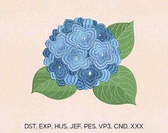 4 Size Hydrangea Flower Embroidery Design, Hydrangea Embroidery Design, Flower Embroidery File, Embroidery Machines File