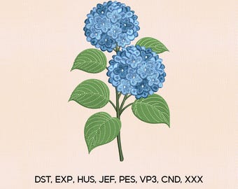 4 Size Hydrangea Flower Embroidery Design, Hydrangea Branch Embroidery Design, Flower Embroidery File, Embroidery Machines File