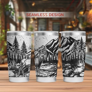 Mountain Tumbler Laser Svg, Nature 20oz Tumbler Full Wrap Laser Svg, Laser Engraved Svg, Tumbler Laser File, Laser Svg For Tumbler