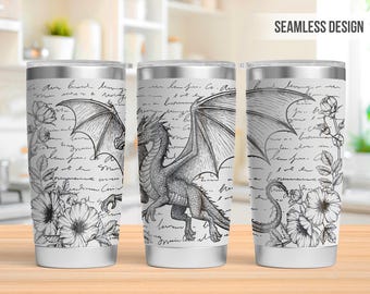 Fantasy Dragon 20oz Tumbler Laser Engraving Wrap, Dragon Tumbler Wrap Svg, Laser Engraved Svg, Laser Engraving Svg,SVG For Laser Rotary