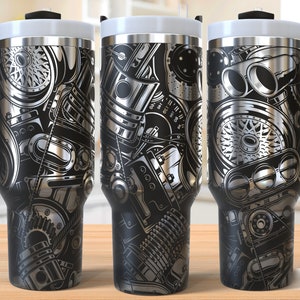 Gearhead 40 Unzen Tumbler Lasergravur Wrap, Auto Motor Tumbler Laser svg, 40 Unzen Laser gravierte svg, Lasergravur svg, SVG für Laserfallen