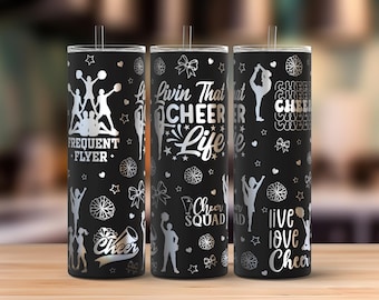 Cheerleader 20oz Skinny Tumbler Laser Engraving Wrap,Cheer Life Tumbler Laser svg, Laser Engraved Svg, Laser Engraving Svg, SVG Laser Rotary