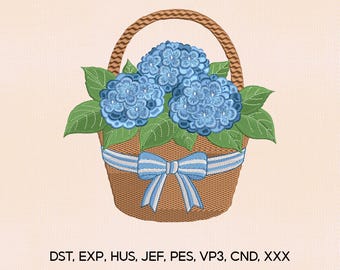 4 Size Hydrangea Flower Basket Embroidery Design, Hydrangea Embroidery Design, Flower Embroidery File, Embroidery Machines File