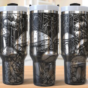 Wild Mushrooms Tumbler Laser Svg, Mushroom 40oz Tumbler Full Wrap Laser Svg, Cottagecore Laser Engraved Svg, Laser Svg For Tumbler