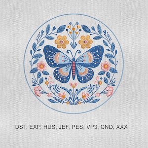 5 Size Butterfly Flower Embroidery Design, Butterfly Embroidery Design, Flower Embroidery Design, Embroidery Machines File