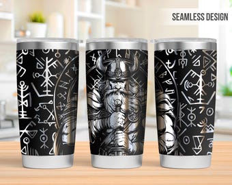 Envoltura para vaso de 20 oz con grabado láser de Viking Warrior, envoltura para vaso Viking Svg, Svg grabado con láser de 20 oz, Svg grabado con láser, SVG para láser rotativo