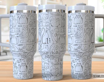 Kittens Tumbler Laser Svg, Cute Cats 40oz Tumbler Full Wrap Laser Svg, Laser Engraved Svg, Tumbler Laser File, Laser Svg For Tumbler