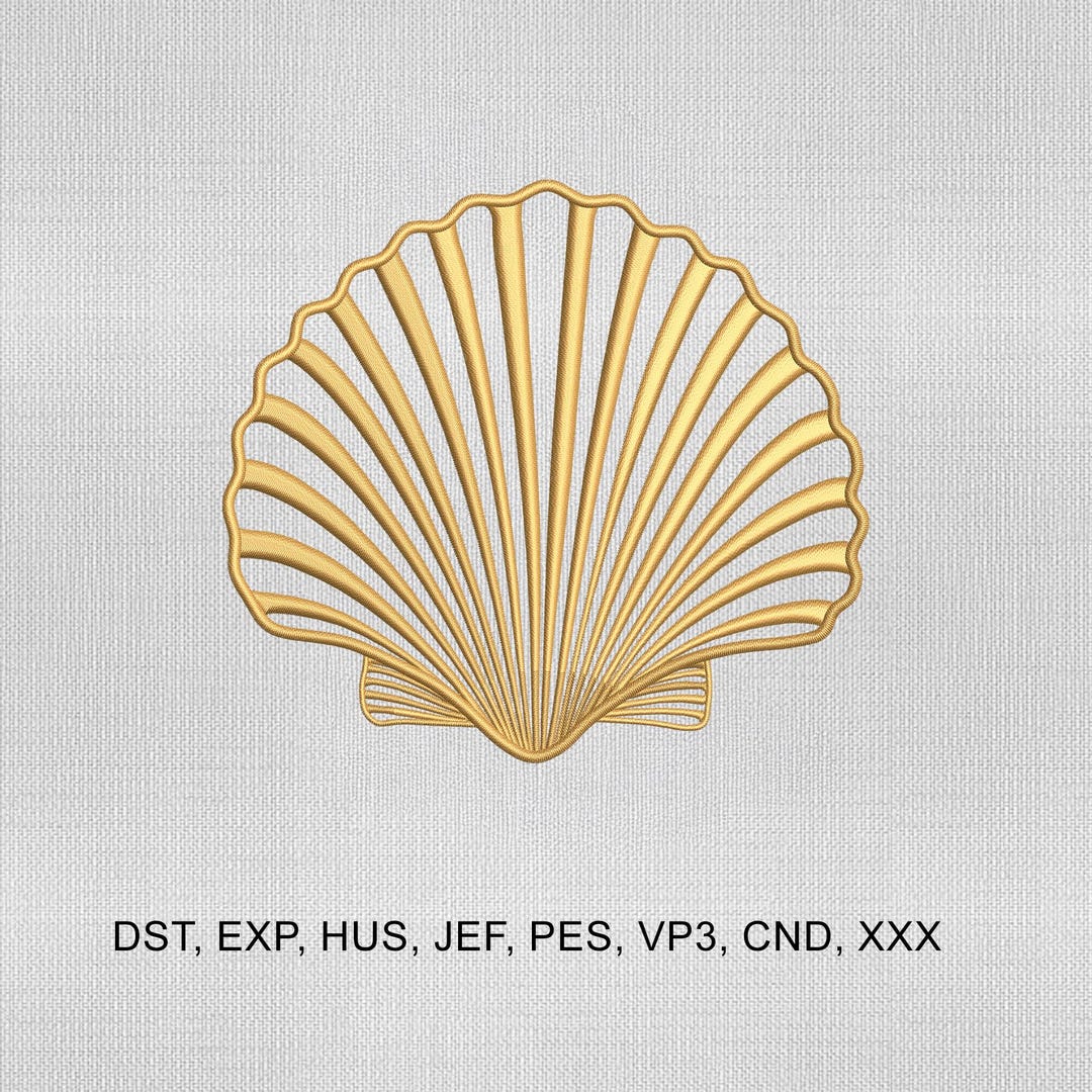 5 Size Scallop Seashell Embroidery Design, Seashell Embroidery Design ...