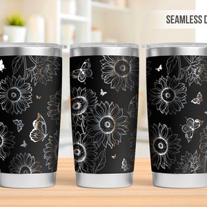 Sunflower Tumbler Laser Svg, Butterfly 20oz Tumbler Full Wrap Laser Svg, Laser Engraved Svg, Tumbler Laser File,Laser Svg For Tumbler