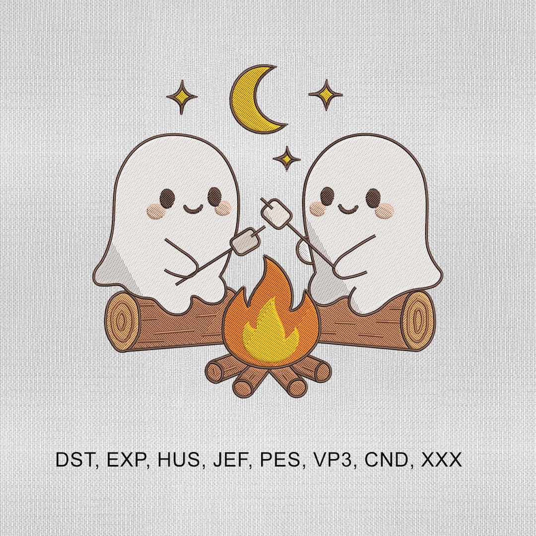 5 Size Ghosts Camping Embroidery Design, Halloween Ghosts Embroidery ...