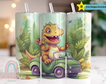 Dinosaurier Tumbler Wrap, Becher für Kind / Kinder, Sublimation Tumbler Design Download - Skinny 20oz Tumbler Wrap