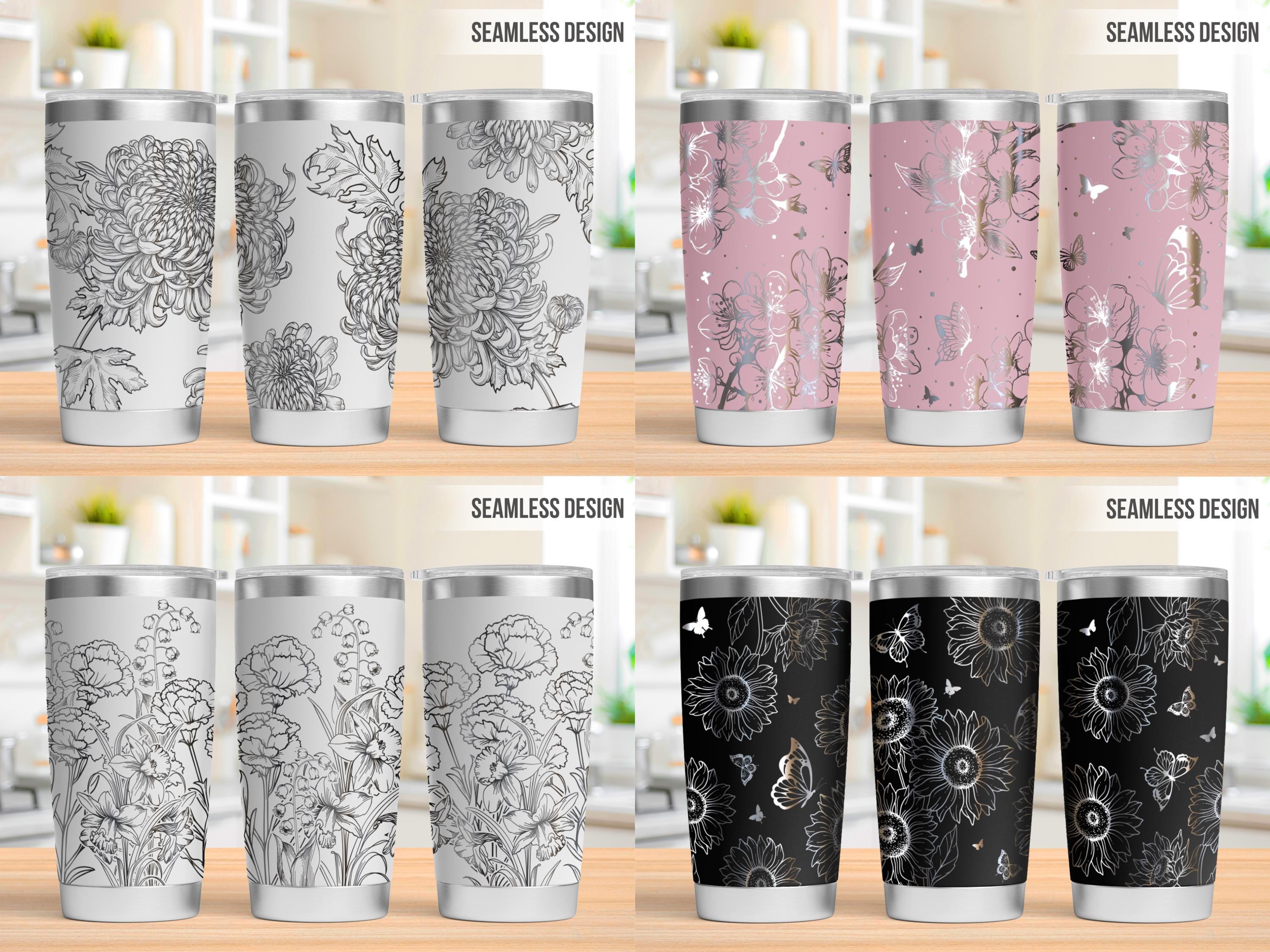 Flowers Tumbler Laser Svg Bundle, Flowers 20oz Tumbler Full Wrap Laser ...