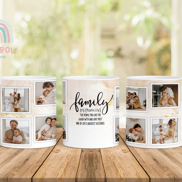 Family Photo Frame Mug Wrap, Add Your Photo Mug Wrap, Family Picture Mug Wrap, 11oz Mug Wrap,15oz Mug Wrap,Sublimation Wrap,Digital Download