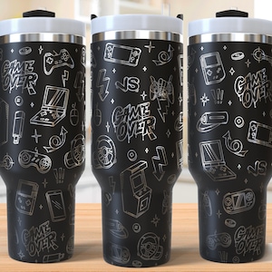 Gamer Tumbler Laser Svg, Game Over 40oz Tumbler Full Wrap Laser Svg, Laser Engraved Svg, Tumbler Laser File, Laser Svg For Tumbler