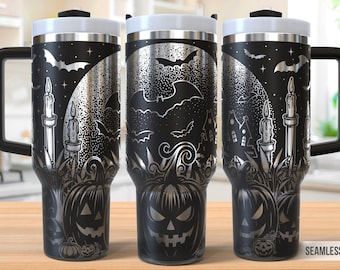 Halloween Tumbler Laser Svg, Pumpkin 40oz Tumbler Full Wrap Laser Svg, Grawerowany laserowo Svg, Plik Tumbler Laser, Laser Svg dla Tumblera