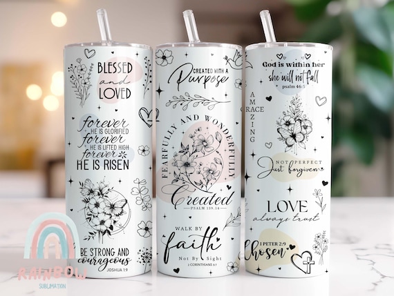Boho Bible Quotes Tumbler Wrap, Faith Tumbler Wrap, Faith Bible Verse Wrap,Religious Inspirational Wrap,Digital Download,Skinny 20oz Tumbler