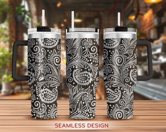Paisley Motif Tumbler Laser Svg, Paisley 40oz Tumbler Full Wrap