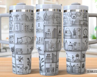 Bookshelf 40oz Tumbler Laser Engraving Wrap, Book Tumbler Wrap Svg, 40oz Laser Engraved Svg, Laser Engraving Svg,SVG For Laser Rotary