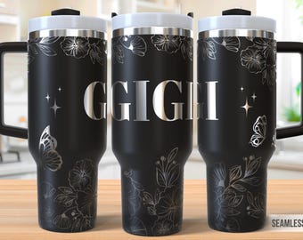 Grandma 40oz タンブラー レーザー彫刻ラップ、Gigi タンブラー レーザー SVG、レーザー彫刻 SVG、レーザー彫刻 SVG、レーザーロータリー用 SVG