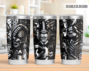 Vaso de fútbol americano (SVG láser), vaso de fútbol americano de 20 oz con envoltura completa (SVG láser), grabado láser (SVG), archivo láser para vaso, SVG láser para vaso