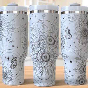 Boho Flowers 40oz Tumbler Laser Engraving Wrap, Sunflower Tumbler Wrap Svg, 40oz Laser Engraved Svg,Laser Engraving Svg,SVG For Laser Rotary