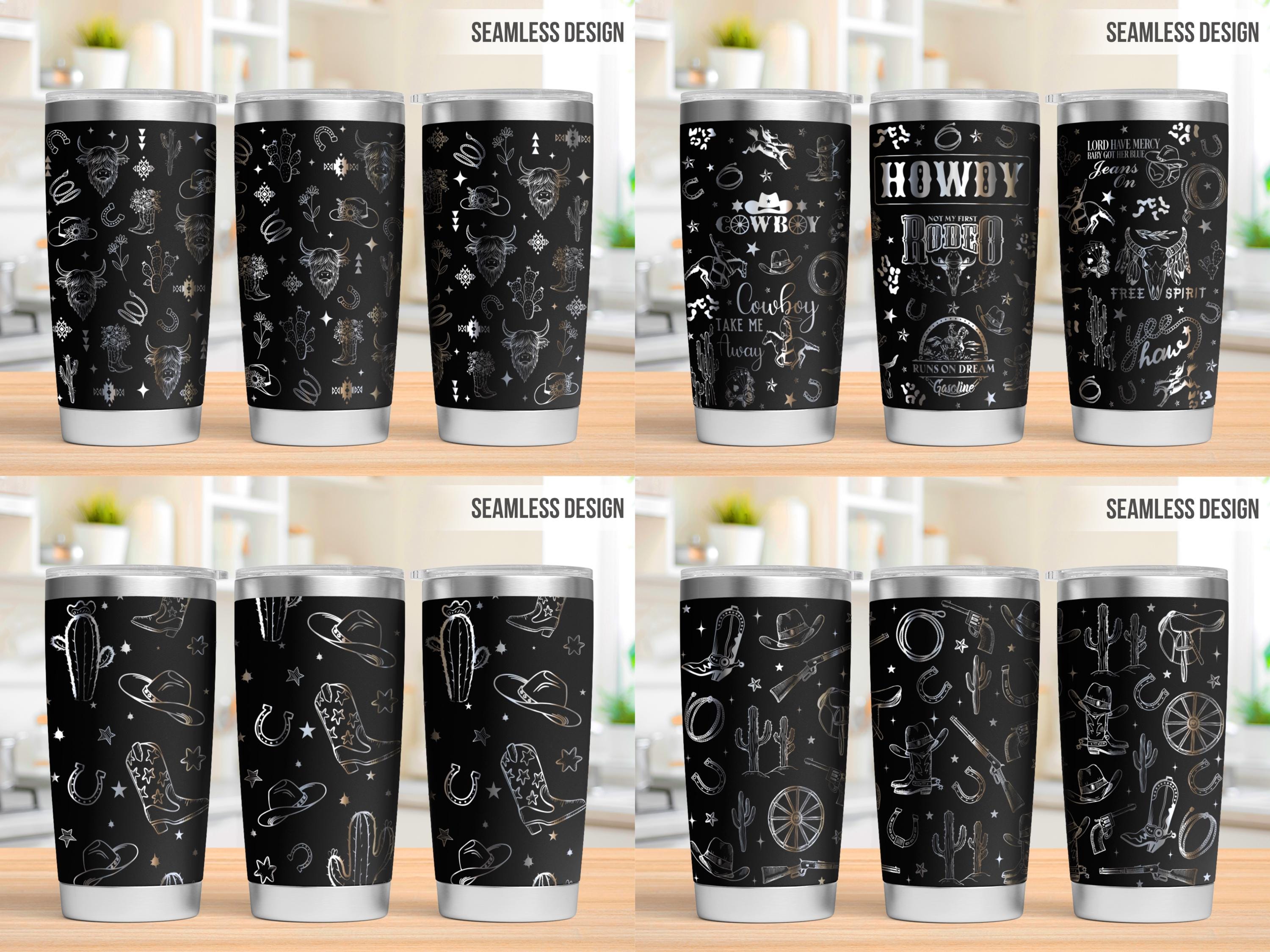 Western Cowboy Tumbler Laser Svg Bundle, Cowgirl 20oz Tumbler Full Wrap ...