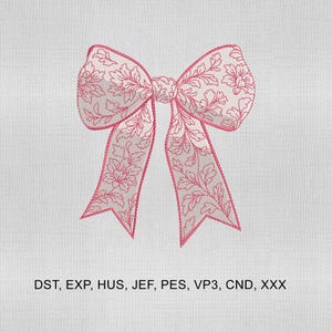 4 Size Chinoiserie Bow Embroidery Design, Bow Embroidery Design, Coquette Embroidery Design, Emb file for Girl, Embroidery Machines File