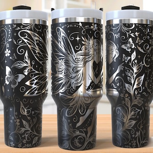 Floral Fairy Tumbler Laser Svg, Fairy 40oz Tumbler Full Wrap Laser Svg,Fairytale Laser Engraved Svg,Laser Engraving Svg,SVG For Laser Rotary
