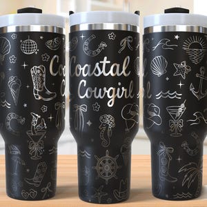 Coastal Cowgirl 40oz Tumbler Laser Engraving Wrap, Cowgirl Tumbler Wrap Svg, Laser Engraved Svg, Laser Engraving Svg, SVG For Laser Rotary