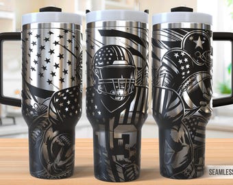Vaso de fútbol americano (SVG láser), vaso de fútbol americano de 40 oz con envoltura completa (SVG láser), SVG grabado con láser, archivo láser para vaso, SVG láser para vaso