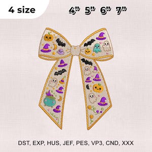 4 Size Halloween Bow Embroidery Design,Cute ghost embroidery Embroidery Design,Coquette Halloween Embroidery Design,Embroidery Machines File