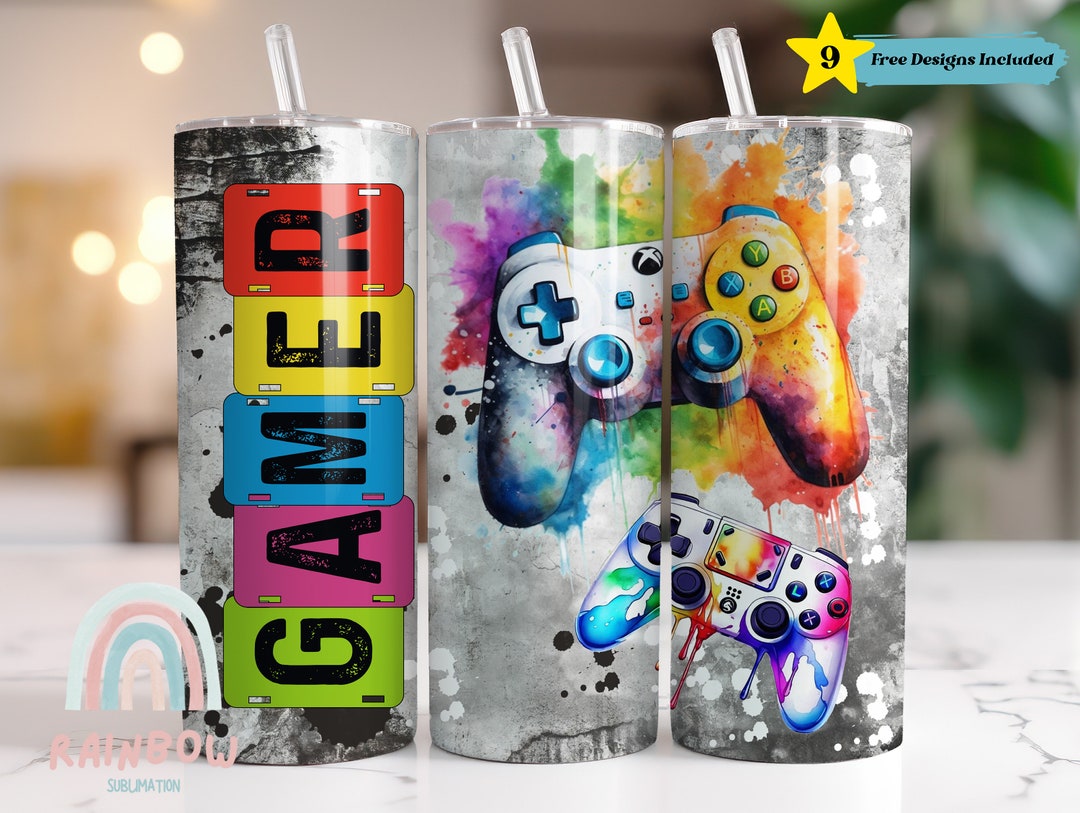 Gamer Tumbler Wrap, Game Controller Tumbler, Game Lover Tumbler Design ...