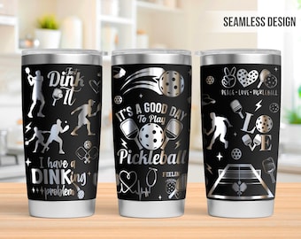 Pickleball Tumbler Laser Svg, Sport 20oz Tumbler Full Wrap Laser Svg, Laser Engraved Svg, Laser Engraving Svg, SVG For Laser Rotary