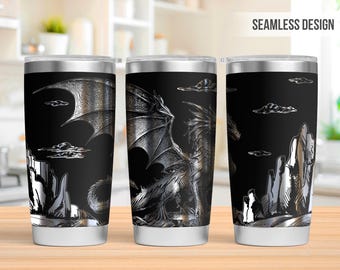 Fantasy Dragon 20oz Tumbler Laser Engraving Wrap, Dragon Tumbler Wrap Svg, 20oz Laser Engraved Svg, Laser Engraving Svg,SVG For Laser Rotary