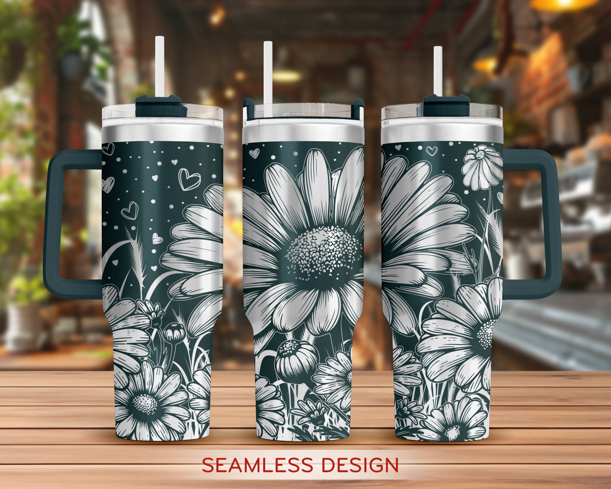 Daisy Flowers Tumbler Laser Svg, Daisy 40oz Tumbler Full Wrap Laser Svg ...