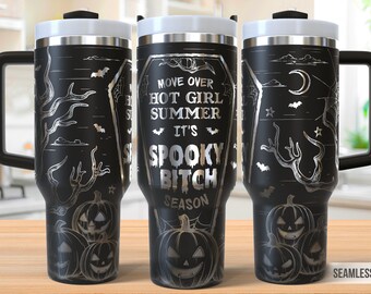 Spooky Bitch Tumbler Laser Svg, Halloween 40oz Tumbler Full Wrap Laser Svg, Laser Engraved Svg, Tumbler Laser File, Laser Svg For Tumbler