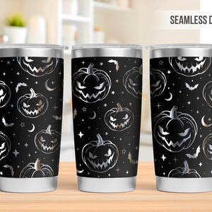 Läskiga pumpor Tumbler Laser Svg, Halloween 20oz Tumbler Full Wrap Laser Svg, Lasergraverad Svg, Tumbler Laserfil, Laser Svg för Tumbler