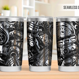 Gearhead 20oz Tumbler Laser Engraving Wrap, Car Engine Tumbler Laser svg, 20oz Laser Engraved Svg, Laser Engraving Svg, SVG For Laser Rotary