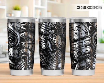 Gearhead 20oz Tumbler Laser Engraving Wrap, Car Engine Tumbler Laser svg, 20oz Laser Engraved Svg, Laser Engraving Svg, SVG For Laser Rotary