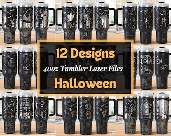 Halloween Tumbler Laser Svg Bundle,Spooky Vibes 40oz Tumbler Full Wrap Laser Svg,Laser Engraved Svg,Tumbler Laser File,Laser Svg For Tumbler