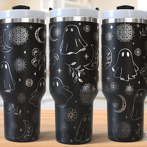 Halloween Tumbler Laser Svg, Spooky Ghost 40oz Tumbler Full Wrap Laser Svg, Laser Engraved Svg,Tumbler Laser File,Laser Svg For Tumbler
