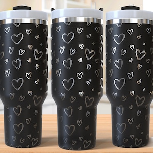 Copo Coração Laser Svg, Copo Valentine 40oz, Envoltório Completo Laser Svg, Gravado a Laser Svg, Laser Svg Para Copo