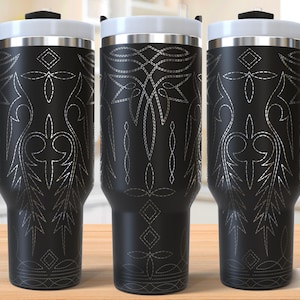 Western boot stitching 40oz Tumbler Laser Engraving Wrap, Boot Stitch Full Wrap Laser Svg, Laser Engraved Svg,Tumbler Laser File,Tumbler SVG