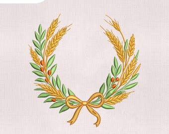 4 Size Harvest Wreath Embroidery Design, Monogram Frame Embroidery File, Harvest Bow Embroidery File,Embroidery Machines File