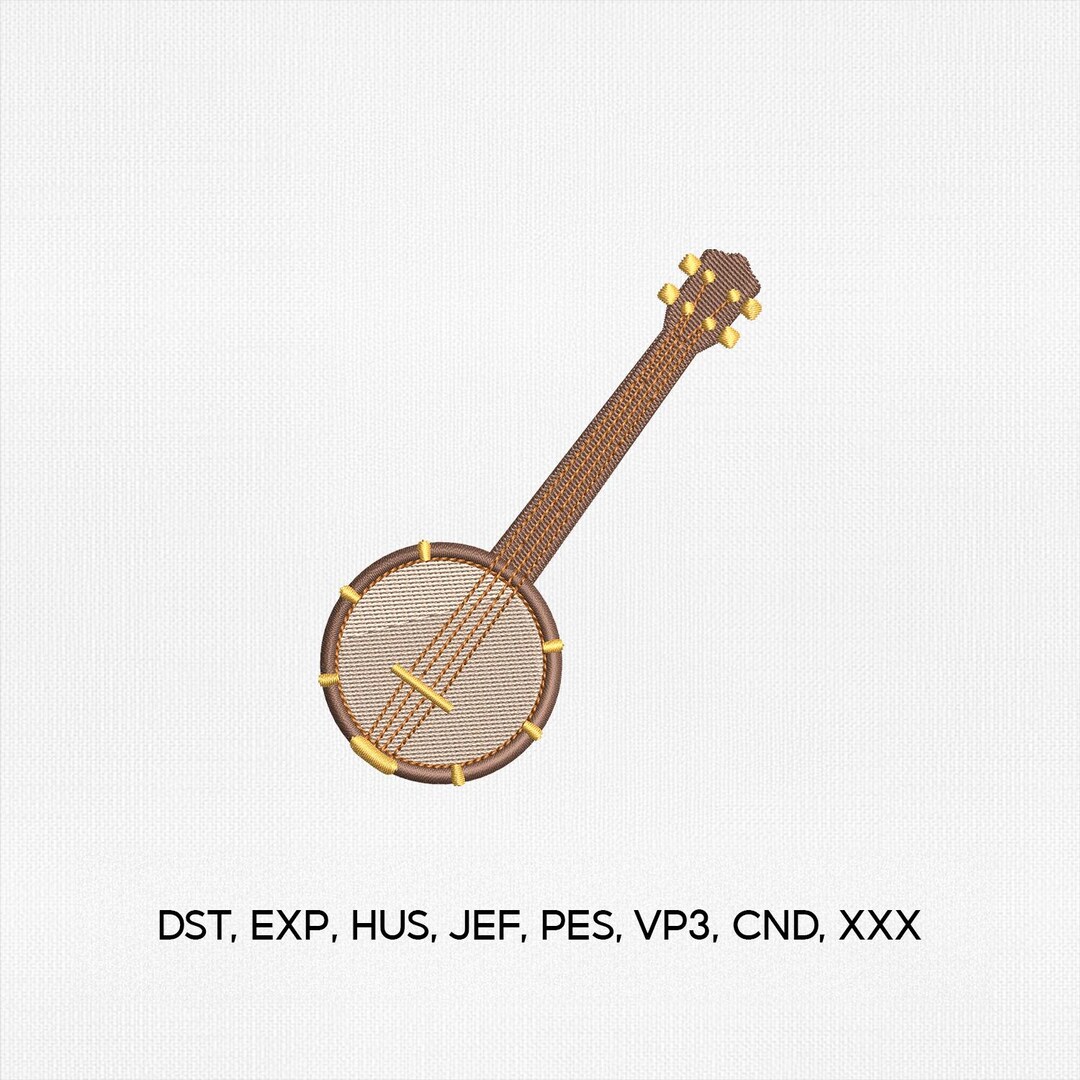 Embriodry Instruments 5 Size the Banjo Embroidery Design, Banjo Instrument Embroidery Design ...