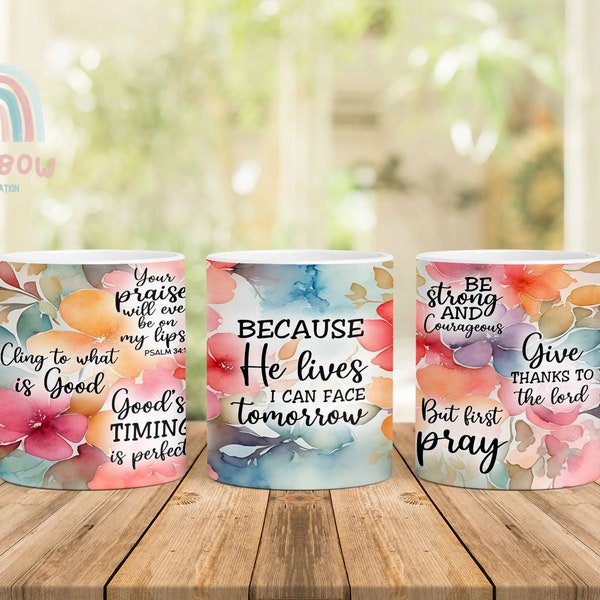 Faith Quote Mug Wrap, Religious Mug Design, 11oz Mug & 15oz Mug Sublimation Wrap, Digital Download