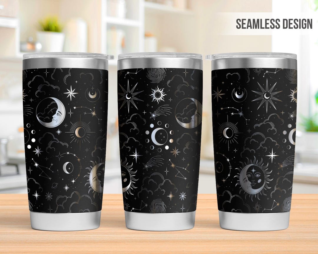 Sun and Moon Tumbler Laser Svg, Celestial 20oz Tumbler Full Wrap Laser ...